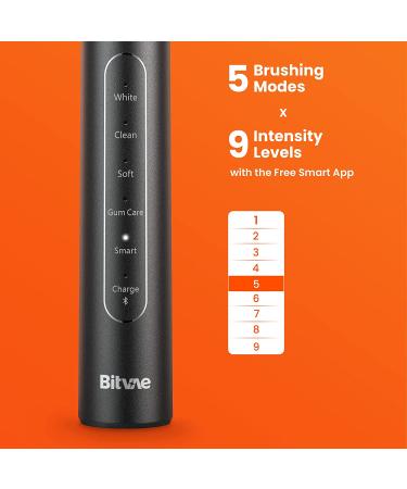 Bitvae S2 Smart Bluetooth Electric Toothbrush for Adults | 5 Modes, 9 Levels | Pressure Sensor, Ultrasonic | 8 Brush Heads Included - Buy Online on GoSupps.com