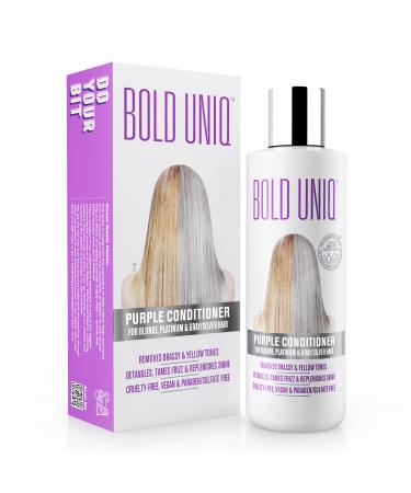 BOLD UNIQ Purple Conditioner for Blonde  Platinum & Gray/Silver Hair. Reduce Brassy Yellow Tones. Toner for Bleached & Highlighted Hair - Moisturises - Cruelty Free  No Parabens or Sulfates - 237 ml