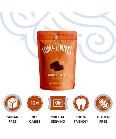 Tom & Jenny's Sugar Free Caramel Chocolate Sea Salt Candy - Low Carb Keto Friendly with Xylitol and Maltitol - 2.9oz Pack - Buy Online on GoSupps.com