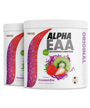 Alpha EAA powder 2x462g strawberry kiwi - incredibly delicious EAA drink powder all 8 essential amino acids vegan Eaas amino acids/amino workout drink optimal value made in germany strawberry & kiwi 924 g (2 Pack)