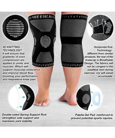 NEENCA Professional Plus Size 4XL Knee Brace - Compression Sleeve for Larger Thighs - Knee Pain Relief and Sports Protection - Buy Online on GoSupps.com