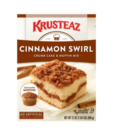 Krusteaz Cinnamon Swirl Crumb Cake & Muffin Mix, Made with No Artificial Flavors or Colors, Also Makes Muffins, 21-Ounce Box (Pack of 2) Cinnamon 1.31 Pound (Pack of 2)