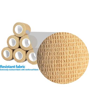 Self Adhesive Bandage Wrap - Non-Woven Breathable & Water-Resistant Vet Wrap for First Aid - Tan - 6 Rolls 2 x 5 Yards - Shop Internationally Now - Buy Online on GoSupps.com