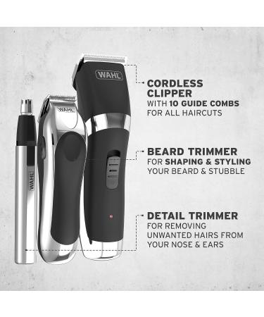 Wahl Cordless Clipper & Trimmer Gift Set Cordless Grooming Set Hair Clippers for Men Men s Beard Trimming Nose Ear & Brow Trimmer Male Grooming Set Cordless Clipper + Grooming Set - Buy Online on GoSupps.com