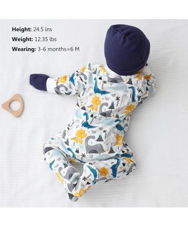 MAMIMAKA Baby Boys 3-6 Months Footed Pajamas - Dinosaur/Hedgehog/Astronaut Print - Buy Online on GoSupps.com