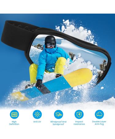 Occffy Skiblill OTG Snowboard Glasses for Glasses Wearers - Anti-Mist UV Protection Compatible Helmet Ski Goggles - Black Frame & Lens - Buy Online on GoSupps.com