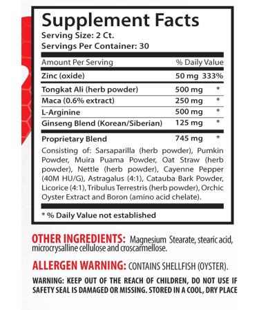 Natural Testosterone Booster & Fat Burner for Men - Longjack Extract 745MG - 60 Capsules - Buy Online on GoSupps.com