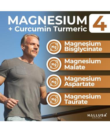 Magnesium 4 Complex + Curcumin Turmeric | Bisglycinate Malate Aspartate & Taurate | Energy Muscle & Nerve Support | Joint & Relaxation Support | Magnesium Complex Supplement | 60 Capsules - Buy Online on GoSupps.com
