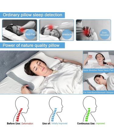 Elviros Memory Foam Neck Pillow for Sleeping - Orthopedic Support for Pain Relief - CertiPUR-US - White - Buy Online on GoSupps.com