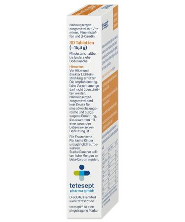 Tetesept Carotene 15 mg - Skin & Sun Vitamins for Beautiful Tan | Dietary Supplements with -Carotene & Antioxidants - 150 Tablets - Buy Online on GoSupps.com