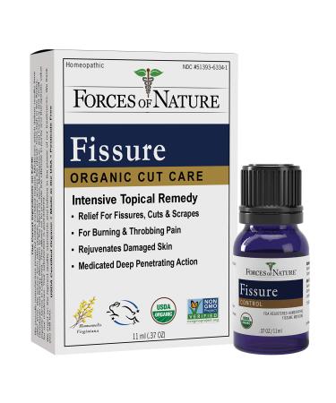 Forces of Nature  Natural, Organic Fissure Care (11ml) Non GMO, Soothe and Relieve Burning, Throbbing, Stinging, Itchy, Bleeding Tissue Caused by Fissures or Hemorrhoids (Packaging May Vary) 0.37 Ounce (Pack of 1)