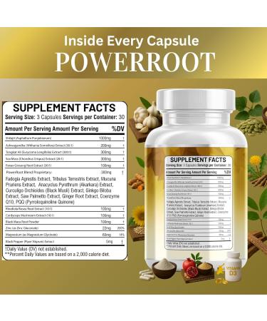 Shilajit Complex Sea Moss Tongkat Ali Ashwagandha Ginseng Zinc CoQ10 PQQ & Magnesium Fulvic Acid Capsules for Energy Vitality & Performance with Panax Cordyceps 180 Count (Pack of 2) - Buy Online on GoSupps.com