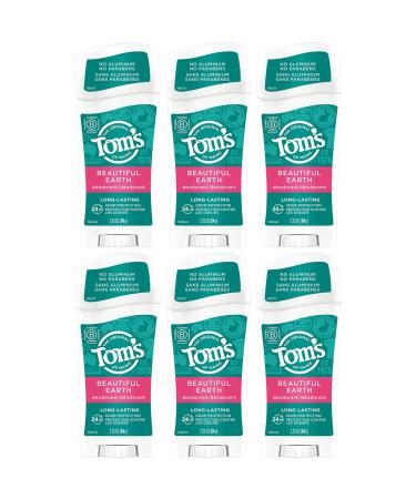 Tom's of Maine Natural Women's Deodorant - Beautiful Earth - Case of 6 - 2.25 oz
