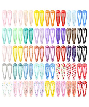 80Pcs Snap Hair Clips  2 Inch Metal Barrettes No Slip Cute Solid Candy Color Hair Clips Accessories for Girls  Women  Kids Teens or Toddlers