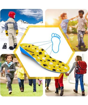 Kids Arch Support Insoles for Flat Feet & Plantar Fasciitis - Orthotic Inserts for Children - XL Size - Brown Gel Shoe Inserts for Heel Pain & Fallen Arches - Buy Online on GoSupps.com