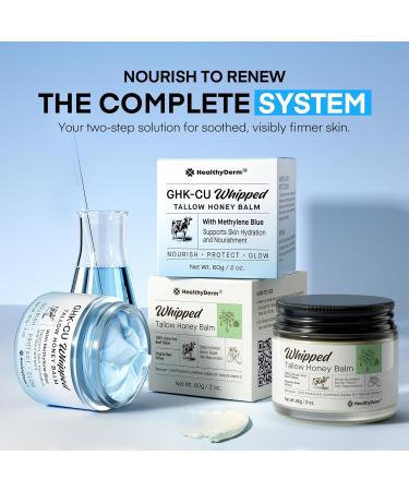 HealthyDerm Beef Tallow Balm Duo Copper Peptide Blue Balm + Honey Tallow Moisturizer Natural Face & Body Care for Dry Mature & Sensitive Skin 4oz Total - Buy Online on GoSupps.com