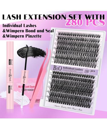 Ultimate LASH Extension Set B & Q - 280 PC Eyelash Extensions 9-16 Mix 40D - Complete Kit for Beginners with Glue & Applicator - Buy Online on GoSupps.com