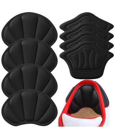 Heel Cushion Pads  Adhesive Back of Heel Grips Inserts for Boots  Too Big Loose Shoes  Reusable Heel Guards Liners for Women Men  Improve Shoe Fit 4PCS-Black+4PCS-Black
