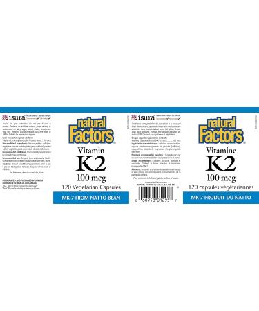 Natural Factors Vitamin K2 100 mcg 120 Vegetarian Capsules - Buy Online on GoSupps.com