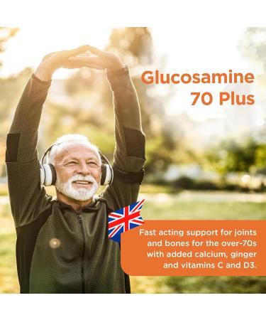Healthspan Fast Release Glucosamine 70 Plus | 120 Capsules | with Vitamin C & Vitamin D3 | Easy to Digest | Calcium | Ginger | Vegetarian - Buy Online on GoSupps.com