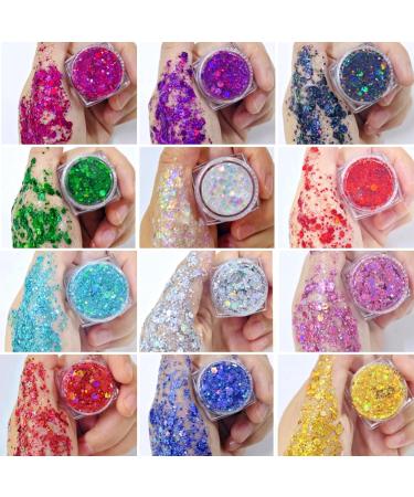  xolear Festival Face Glitter 12 Colors Gel Body Glitter Face Glitter Festival Gel Makeup for Christmas Parties Halloween Carnival and Costume Parties - Buy Online on GoSupps.com