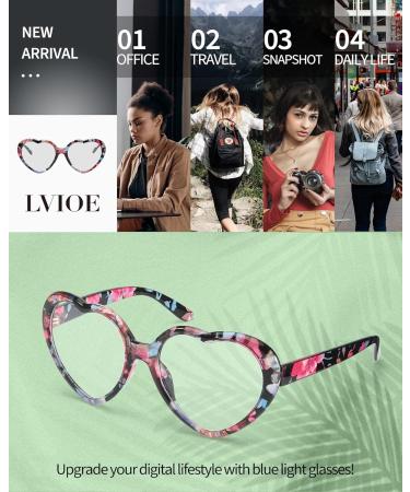 LVIOE Heart Blue Light Blocking Glasses for Women - Stylish UV Filter Fake Glasses - LB960 A04 Black Ink - Buy Online on GoSupps.com