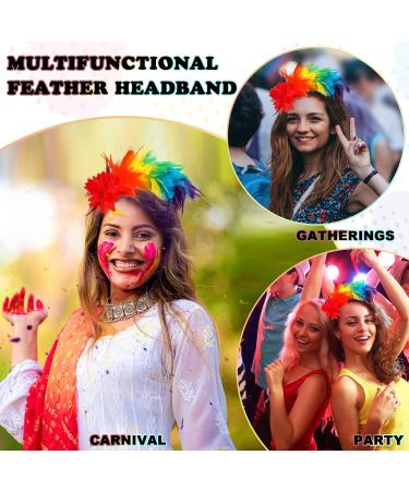 MWOOT Feather Headband 1920s Feathered Headpiece Rainbow 20s Fascinators for Women Artificial Flower Feather Headwear Hair Accessory for Pride Parade Carnival Prom Party - Buy Online on GoSupps.com