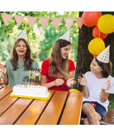 Sumerk 13th Birthday Cake Attachments - Gold & Black Party Decorations | 1 Pack Cake Lid & Accessories - Buy Online on GoSupps.com