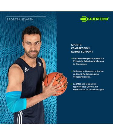 Bauerfeind Elbow Sleeve Compression Support for Sports | Unisex Black Arm Band for Basketball Athletics & Impact Sports - Right & Left Wearable - Buy Online on GoSupps.com