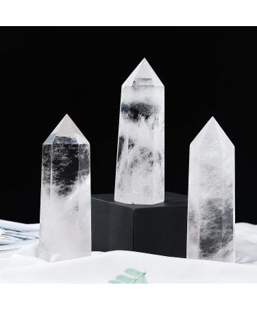 Large Clear Quartz Healing Crystal Wand 4.72 - 5.11 | 6 Faceted Single Point Prism for Meditation & Reiki - Natural Quartz Stones for Chakra Therapy & Home Decor - Runyangshi - Buy Online on GoSupps.com