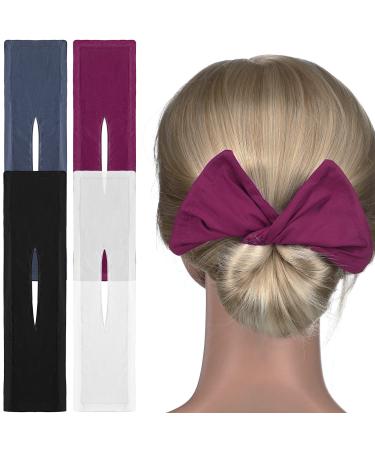 4 Pieces Magic Cloth Hair Clips Deft Bun Hair Bun Maker Cloth Twist Hair Bun Maker Donut Bun Maker Flexible Reusable French Hairstyle Twist Bun Hair Accessories for Girls Hair Decorative Simple Pattern