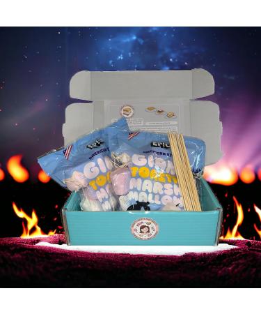 Gluten-Free American Style Jumbo Marshmallows - White & Pink - 2-Pack (300g x 2) from Epic Snax Co. Ideal for Camping Barbeque Bonfire Roast Toastin' and Smores - 600g Total - Plus 10x Skewers - Buy Online on GoSupps.com