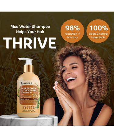 Rice Water Hair Growth Shampoo - Natural Thickening & Regrowth Formula with Biotin & Castor Oil for All Hair Types (2 Pack - Buy Online on GoSupps.com