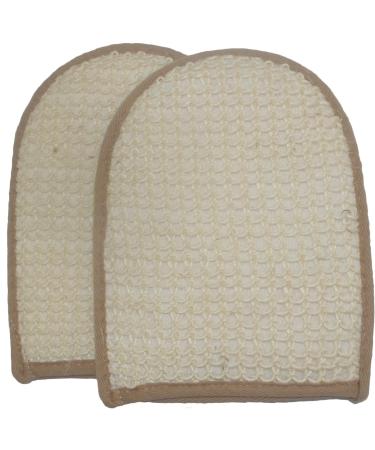 2 Pieces 100% Natural Exfoliating Sisal Fiber Loofah Glove Mitt Mitten - Bath Sponge Scrubber Remove Dead Skin - Great for Skin Care in the Bath - Spa or Shower For Human or Pets Pack of 2