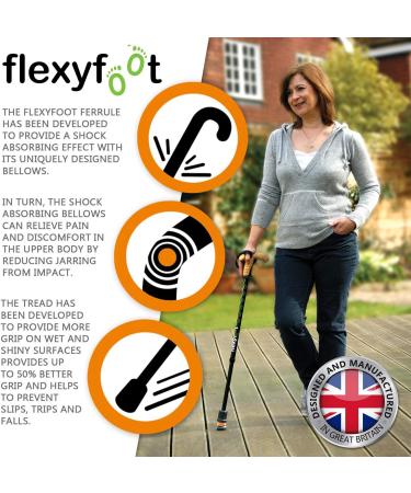 Flexyfoot 22mm Shock Absorbing Walking Stick Ferrule - Pack of 1 Grey - Buy Online on GoSupps.com