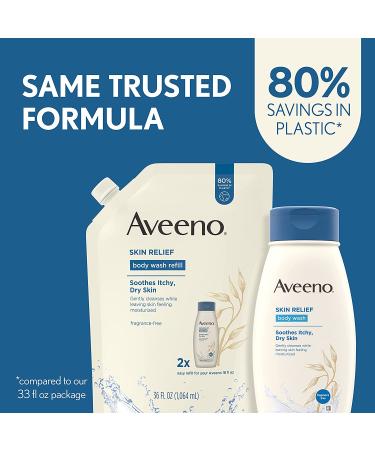 Buy Aveeno Skin Relief Body Wash Refill 36 Fl. Oz - Fragrance Free for Sensitive Skin - Buy Online on GoSupps.com