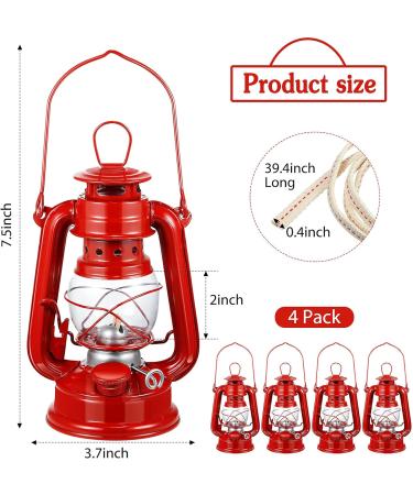 8 Inch Small Red Kerosene Hurricane Lantern Set - Perfect for Christmas Decor, Camping, and Emergency Use (4-Pack) - Buy Online on GoSupps.com