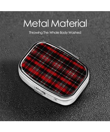 Red and Black Plaid Small Pill Case | Travel Pill Organizer & Cute Purse Gift - Buy Online on GoSupps.com
