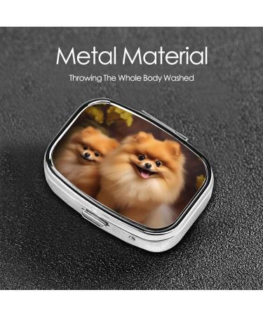Yellow Pomeranian Pill Case - Cute 2 Compartment Travel Organizer for Pocket & Purse | Perfect Gift - Buy Online on GoSupps.com