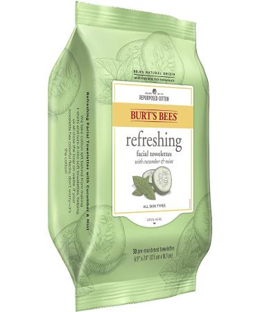 Burt's Bees Sensitive Facial Cleansing Towelettes with Cucumber and Mint - 30 Count | Gentle Face Wipes for Sensitive Skin - Buy Online on GoSupps.com