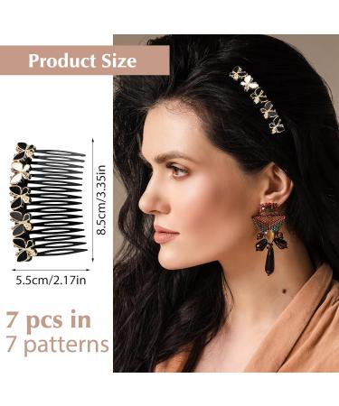 Amaxiu Rhinestone Hair Comb Set - 7pcs French Twist Flower Combs | Wedding Bridal Jewelry & Accessories for Women & Girls - Buy Online on GoSupps.com
