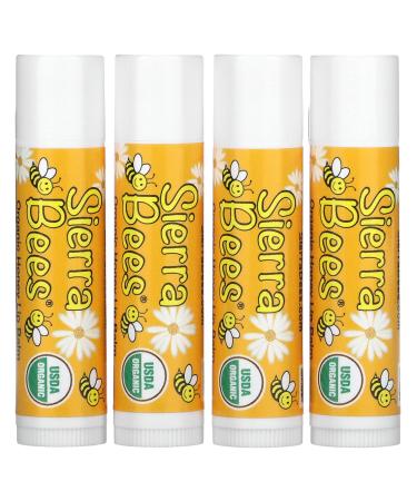 Sierra Bees Organic Lip Balms Honey 4 Pack .15 oz (4.25 g) Each