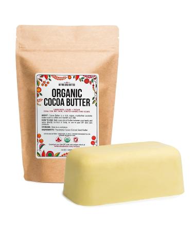 Organic Raw Unrefined Cocoa Butter 16 oz - USDA Certified | Food Grade for Lips, Stretch Marks, Scars, Body Lotion | Skin & Hair Moisturizer - Buy Online on GoSupps.com