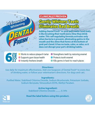 Dental Fresh Advanced Whitening Water Additive for Dogs - 17 oz | Teeth Cleaning Formula - Reduce Stains, Reverse Discoloration, Eliminate Bad Breath, Improve Oral Health - Buy Online on GoSupps.com