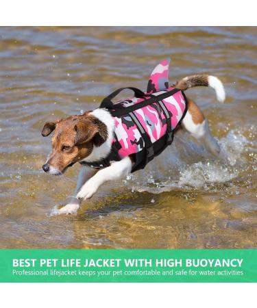 Cit toile Camouflage Dog Life Jacket - Pink Swimming Vest for Small Medium & Large Dogs - Reflective Handle for Safety in Sea Lake & River - Buy Online on GoSupps.com