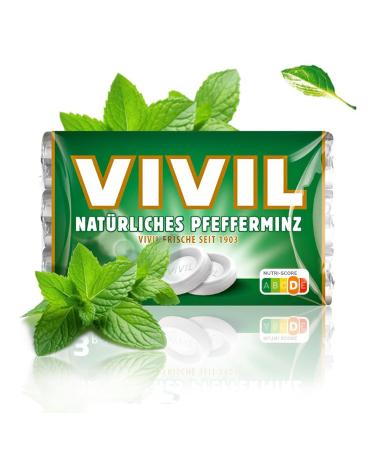 Vivil Roll Natural Peppermint Gluten-Free & Vegan Fresh Pastilla 3 Pack (3 x 29g) Refreshing Peppermint Taste Ship Internationally! - Buy Online on GoSupps.com