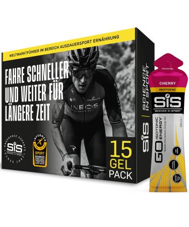 Science in Sport Go Isotonic Energy Gel Real Isotonic Formulation / 22g Carbohydrates Little Sugar Gel to Run and Cycling Fast Energy Vegan 15x60ml Pack Cherry taste