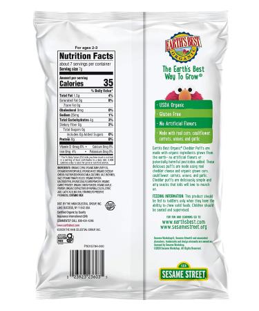 Earth's Best Organic Sesame Street Toddler Snacks - Veggie Puffs Cheddar 1.55 Oz (Pack of 4) - Buy Online on GoSupps.com