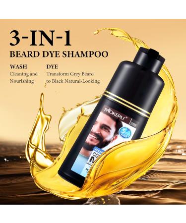 Black Beard Dye for Men - Fast & Long-Lasting Grey Hair Coverage | 5-Minute Mustache & Beard Dye Shampoo (200 ML - Buy Online on GoSupps.com