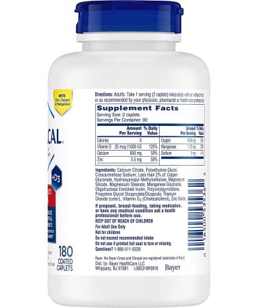 Citracal Maximum Plus 630 mg Calcium - Highly Soluble & Easily Digested - 180 Capsules - Buy Online on GoSupps.com